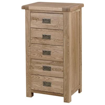 Kingsbury Solid Oak 5 Drawer Tall Chest